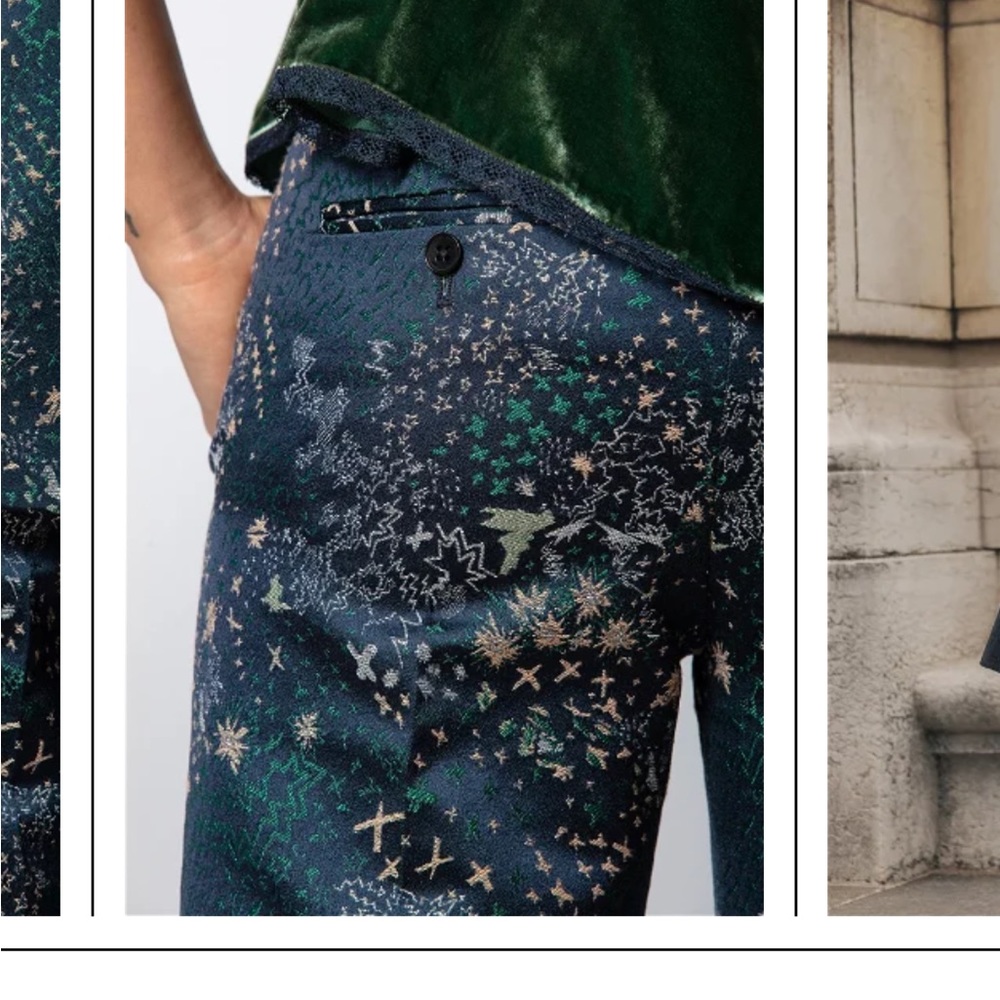 SOLD. Zadig & Voltaire 36 Posh Jac Glam Trousers Printed Multilogo.